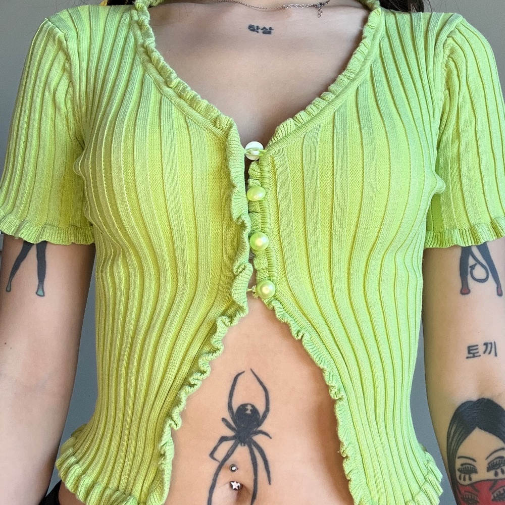 Princess Polly Zahira Green Button Up Top